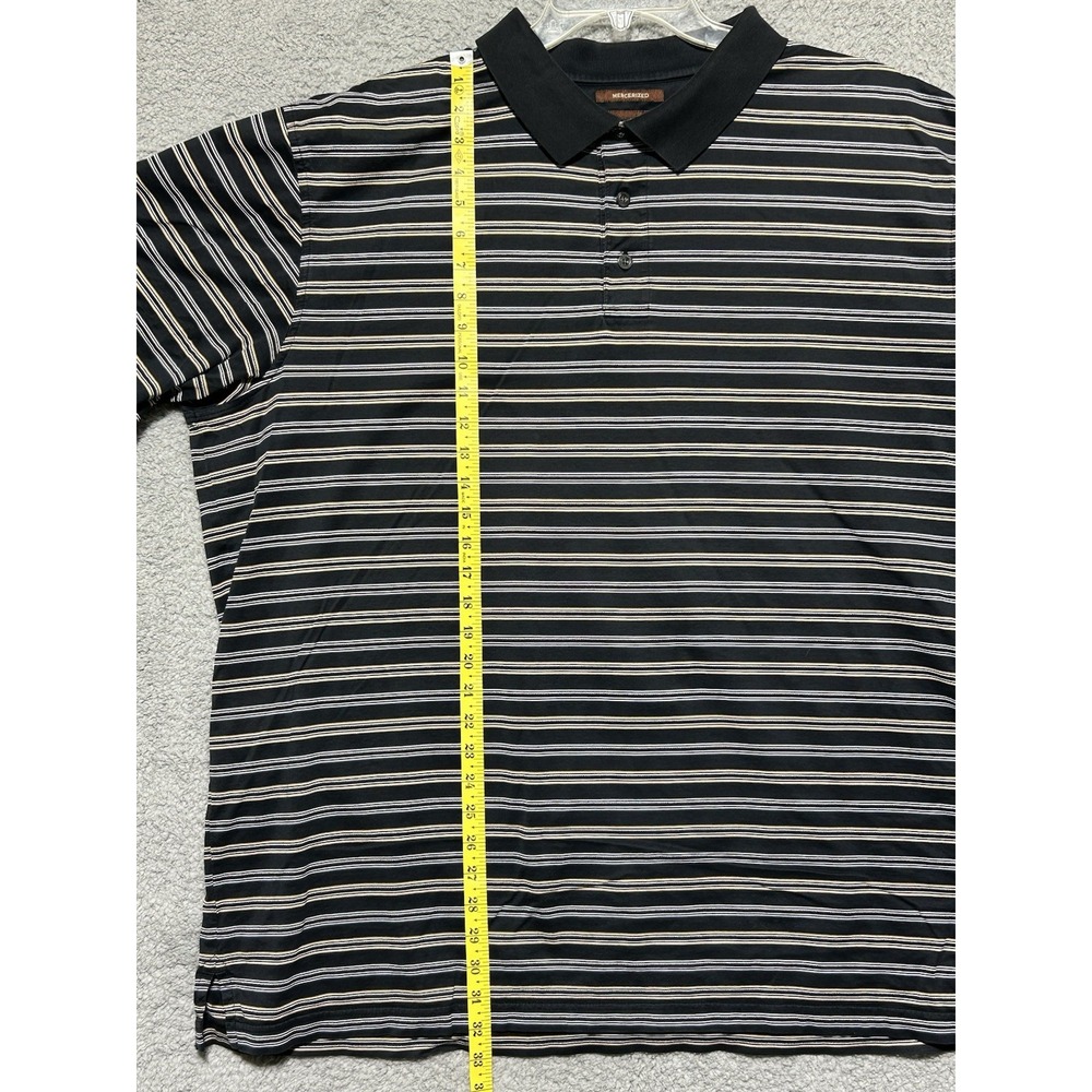 OAK HILL Golf Polo Shirt Men 2XL Red Striped Black Mercerized Cotton XXL 52" - Picture 4 of 6